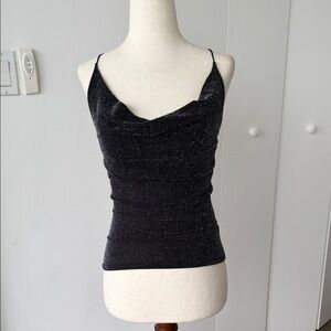 Urban Outfitters Black Sparkle Cowl Neck Camisole